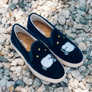 Soludos Velvet Sheep and Stars Slip On Slide Sneakers BRAND NEW in original box